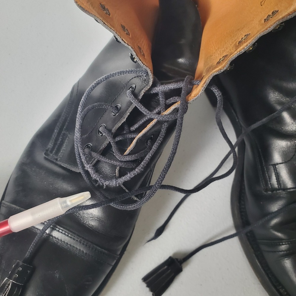 Polo Ralph Lauren Cap Toe  Ankle Boots Mens 9 D Black Lace Up Made In England - Picture 15 of 16